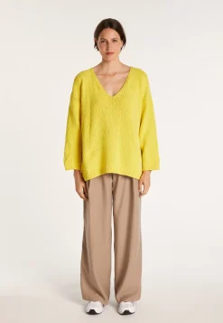 Montagut Cotton velvet jumper with deep V-neck - MARIETTE