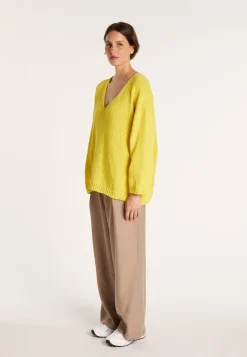 Montagut Cotton velvet jumper with deep V-neck - MARIETTE