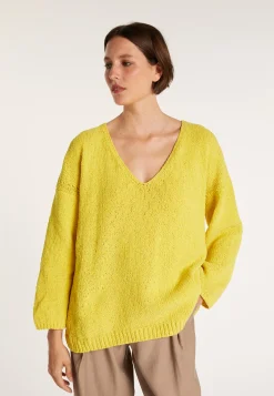 Montagut Cotton velvet jumper with deep V-neck - MARIETTE