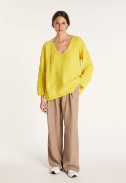 Montagut Cotton velvet jumper with deep V-neck - MARIETTE