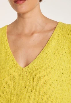 Montagut Cotton velvet jumper with deep V-neck - MARIETTE
