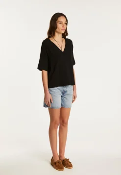Montagut Cotton V-neck T-shirt - Devy