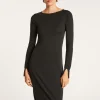 Montagut Dress made of wool and silk with back slit - Epopée