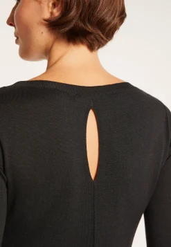 Montagut Dress made of wool and silk with back slit - Epopée