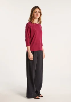 Montagut Elbow sleeve t-shirt in Lumière yarn with patterns - Erica