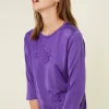 Montagut Elbow sleeve t-shirt in Lumière yarn with patterns - Erica