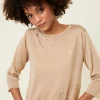 Montagut Elbow sleeve t-shirt in Lumière yarn with patterns - Erica