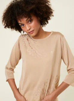 Montagut Elbow sleeve t-shirt in Lumière yarn with patterns - Erica