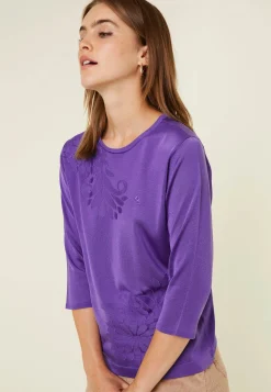 Montagut Elbow sleeve t-shirt in Lumière yarn with patterns - Erica