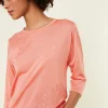 Montagut Elbow sleeve t-shirt in Lumière yarn with patterns - Erica