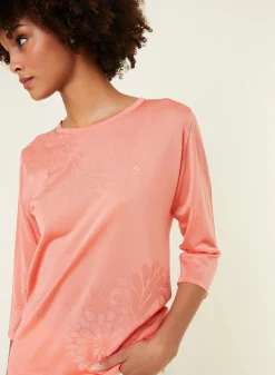 Montagut Elbow sleeve t-shirt in Lumière yarn with patterns - Erica