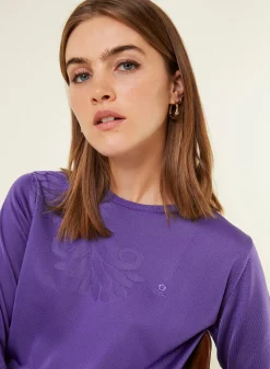 Montagut Elbow sleeve t-shirt in Lumière yarn with patterns - Erica