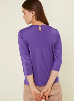Montagut Elbow sleeve t-shirt in Lumière yarn with patterns - Erica