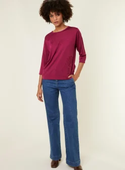 Montagut Elbow sleeve t-shirt in Lumière yarn with patterns - Erica