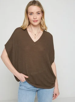 Montagut Flamed linen batwing T-shirt - Tarra