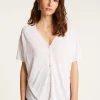 Montagut Flamed Linen Button T-Shirt - Lily