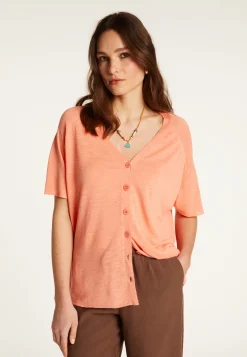Montagut Flamed Linen Button T-Shirt - Lily