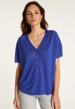 Montagut Flamed Linen Button T-Shirt - Lily