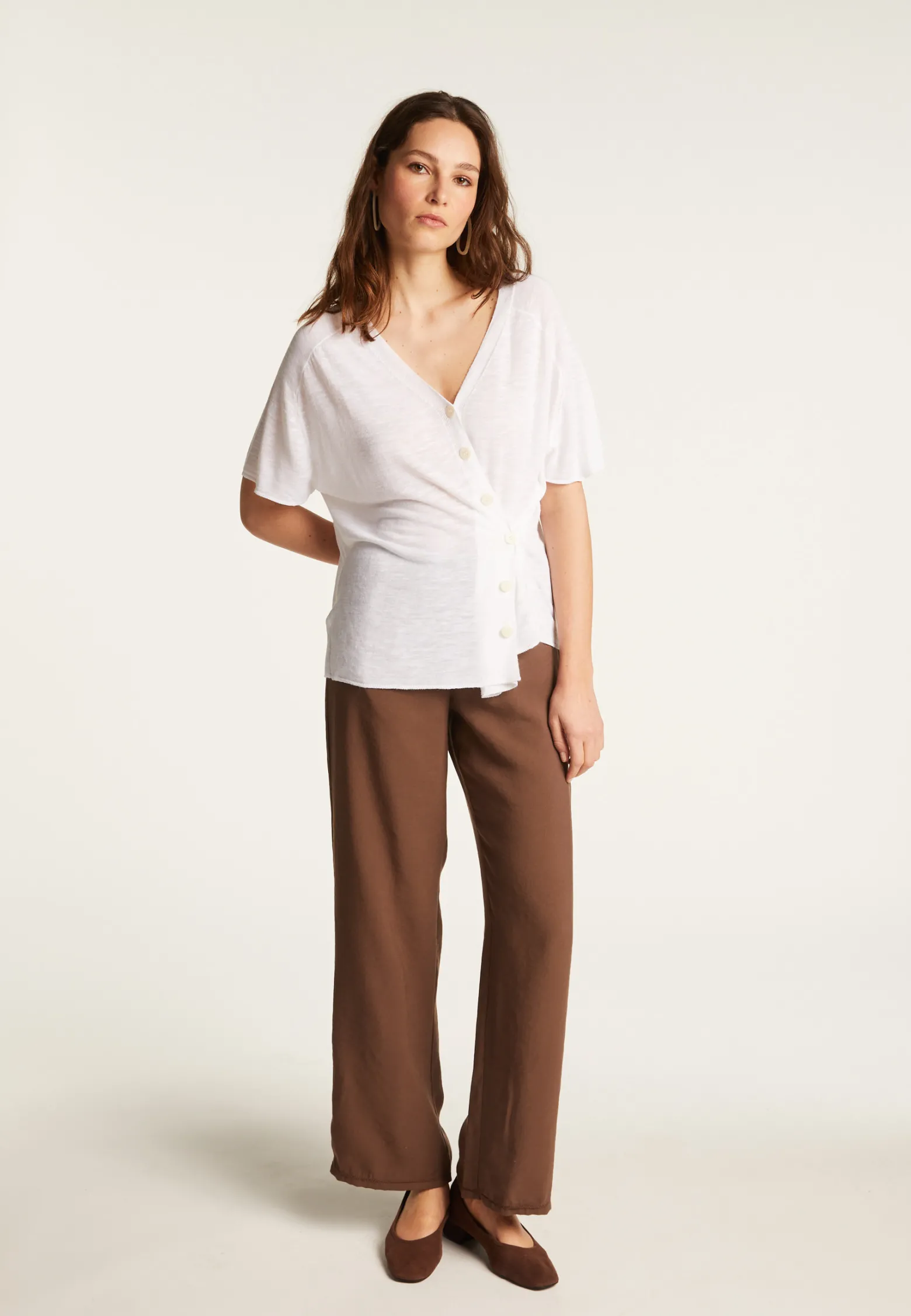 Montagut Flamed Linen Button T-Shirt - Lily