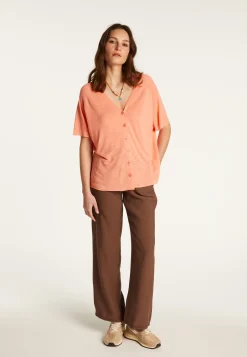 Montagut Flamed Linen Button T-Shirt - Lily