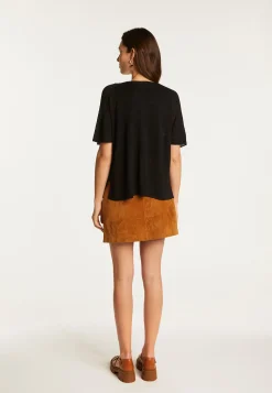 Montagut Flamed Linen Button T-Shirt - Lily