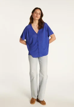 Montagut Flamed Linen Button T-Shirt - Lily