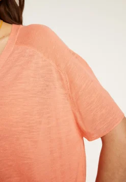Montagut Flamed Linen Button T-Shirt - Lily