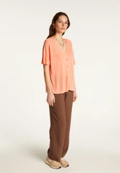 Montagut Flamed Linen Button T-Shirt - Lily