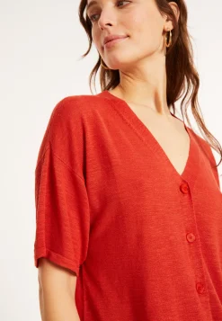 Montagut Flamed linen button-down t-shirt - Maddie