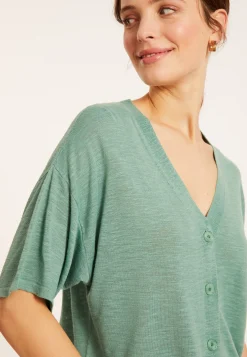 Montagut Flamed linen button-down t-shirt - Maddie