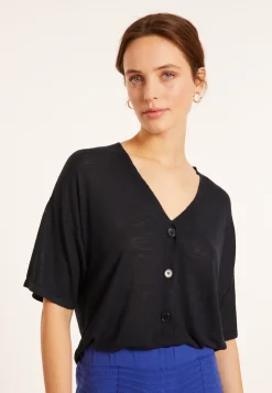 Montagut Flamed linen button-down t-shirt - Maddie