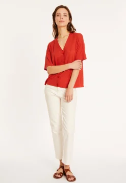 Montagut Flamed linen button-down t-shirt - Maddie