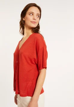 Montagut Flamed linen button-down t-shirt - Maddie