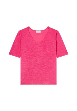 Montagut Flamed linen elbow sleeve t-shirt - Bonbon