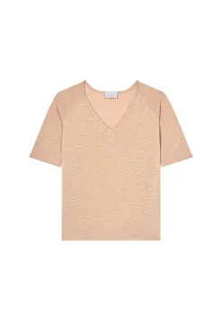 Montagut Flamed linen elbow sleeve t-shirt - Bonbon