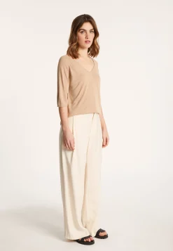 Montagut Flamed linen elbow sleeve t-shirt - Bonbon