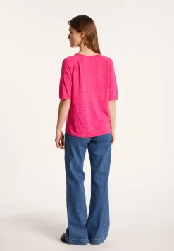 Montagut Flamed linen elbow sleeve t-shirt - Bonbon
