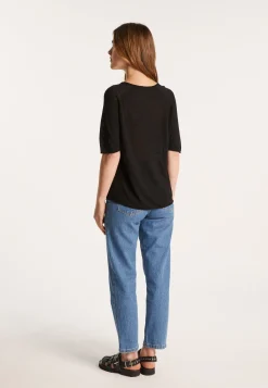 Montagut Flamed linen elbow sleeve t-shirt - Bonbon