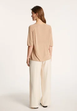 Montagut Flamed linen elbow sleeve t-shirt - Bonbon