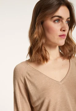Montagut Flamed linen elbow sleeve t-shirt - Bonbon