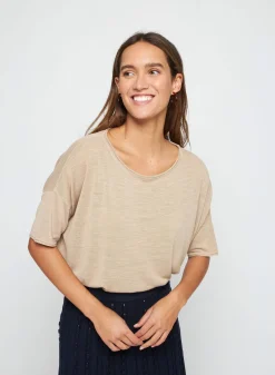 Montagut Flamed linen full sleeve elbow t-shirt - Taslim
