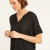 Montagut Flamed linen hooded t-shirt - Pivoine