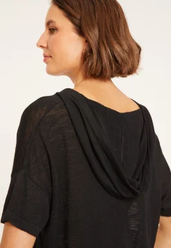 Montagut Flamed linen hooded t-shirt - Pivoine