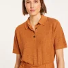 Montagut Flamed linen ribbed polo shirt - Petunia