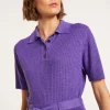Montagut Flamed linen ribbed polo shirt - Petunia