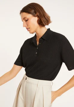 Montagut Flamed linen ribbed polo shirt - Petunia
