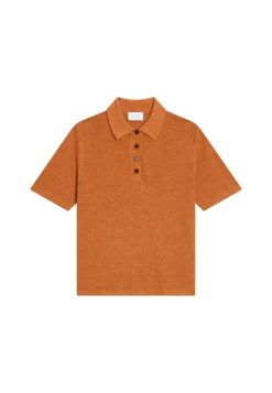 Montagut Flamed linen ribbed polo shirt - Petunia