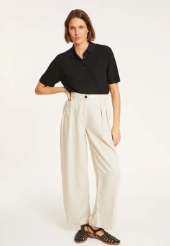 Montagut Flamed linen ribbed polo shirt - Petunia