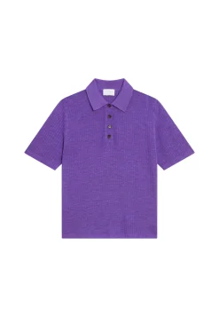 Montagut Flamed linen ribbed polo shirt - Petunia