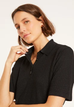 Montagut Flamed linen ribbed polo shirt - Petunia